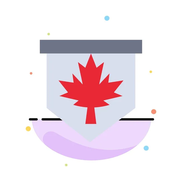 Ετικέτα, Leaf Shape, Καναδάς, υπογραφή αφηρημένο επίπεδο εικονιδίων χρώμα πρότυπο — Διανυσματικό Αρχείο
