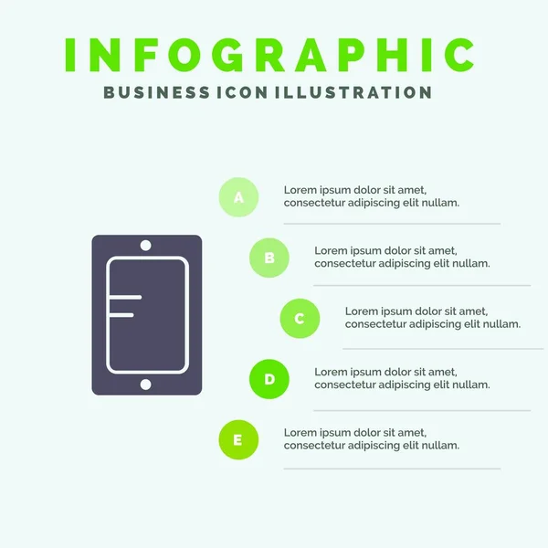 Mobil, online, studieren, schule solides symbol infografiken 5 schritte pr — Stockvektor