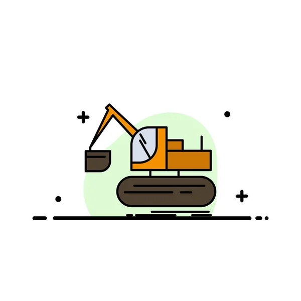 Macara, Constructii, Lift, Truck Business Linie plat Icon umplut — Vector de stoc