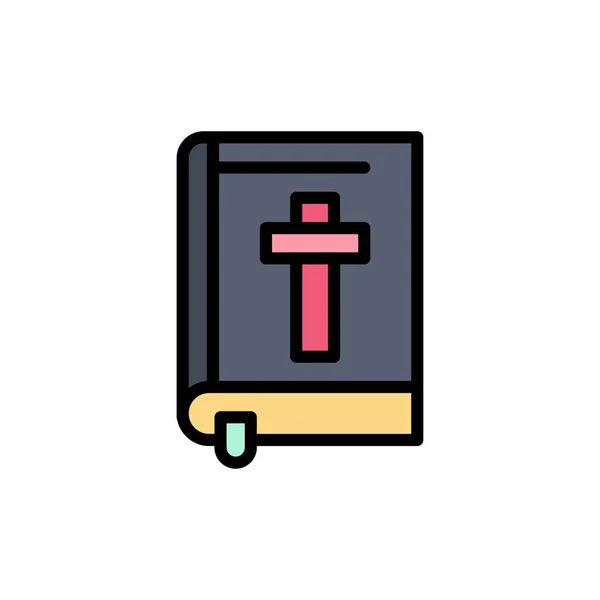 Bible, Book, Easter, Religion  Flat Color Icon. Vector icon bann — Stock Vector