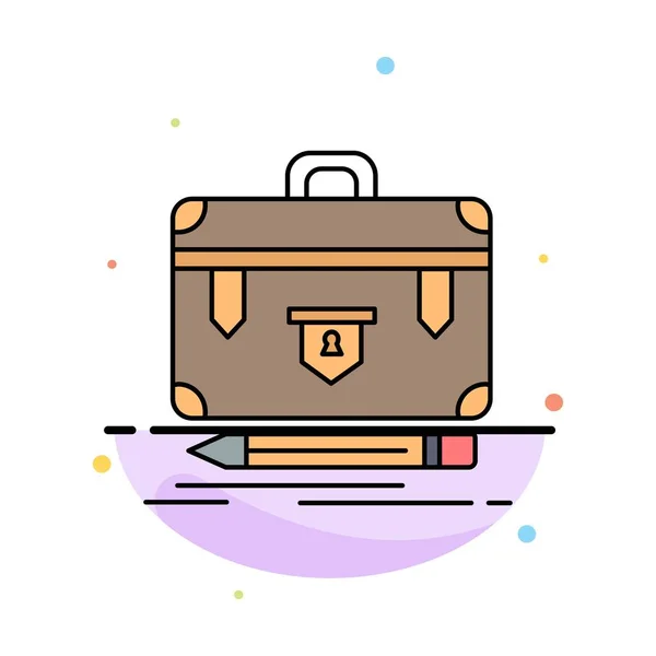 Briefcase, business, financial, management, portfolio Flat Color — Stock Vector