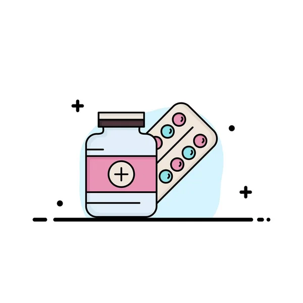 Medicina, pílula, cápsula, drogas, tablet Flat Color Icon Vector — Vetor de Stock