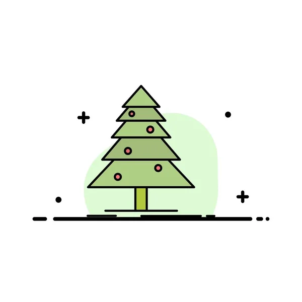 Tree, Forest, Christmas, XMas  Business Flat Line Filled Icon Ve — Stock Vector