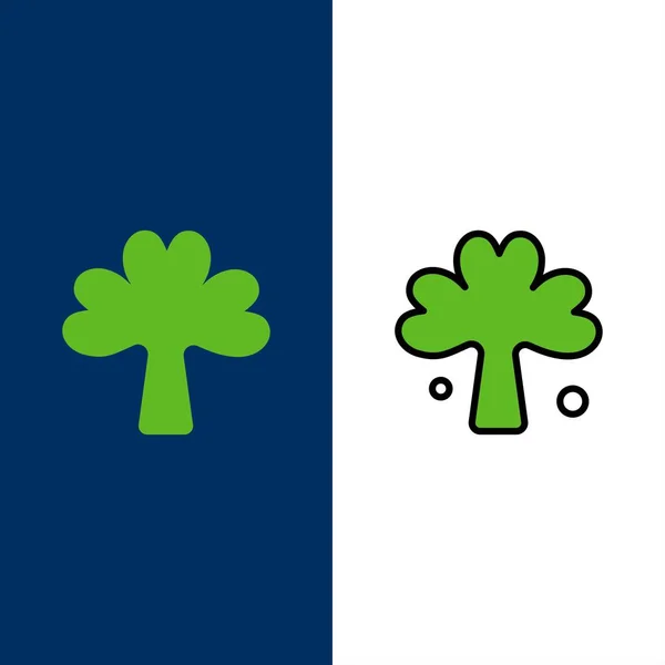 Koniczyna, zielony, Irlandia, irlandzki, ikony roślin. Płaski i liniowy fille — Wektor stockowy