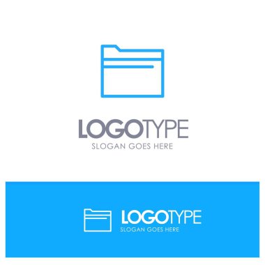 Klasör, Dosya, Veri, Slogan için Depolama Mavi Anahat Logo Yeri