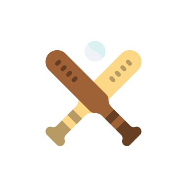 Top, Beyzbol, Yarasa, Yarasalar Düz Renk Simgesi. Vektör simgesi afiş T