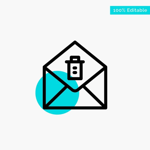 Mail, bericht, verwijder Turquoise highlight cirkel punt vector IC — Stockvector