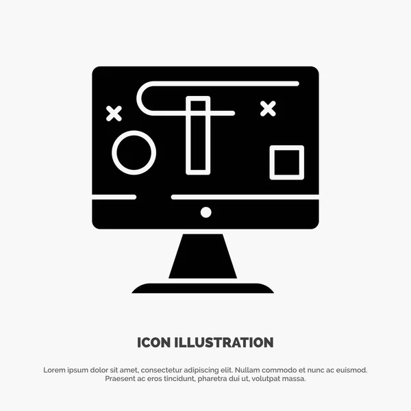 Komputer, projekt, wyświetlacz, grafika bryłowe ikony glifów wektor — Wektor stockowy