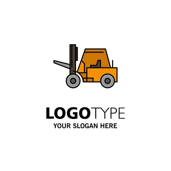 Lifter, Lifting, Truck, Transport Business Logo Template. Flat C — Stock Vector