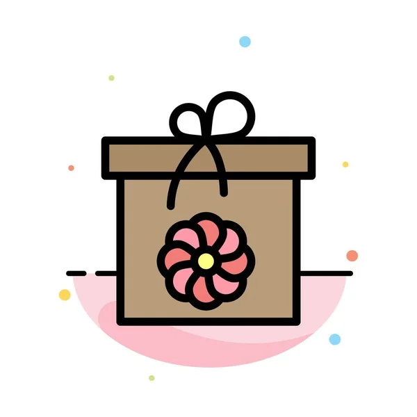 Regalo, Caja, Flor, Plantilla abstracta del icono del color plano de la primavera — Vector de stock