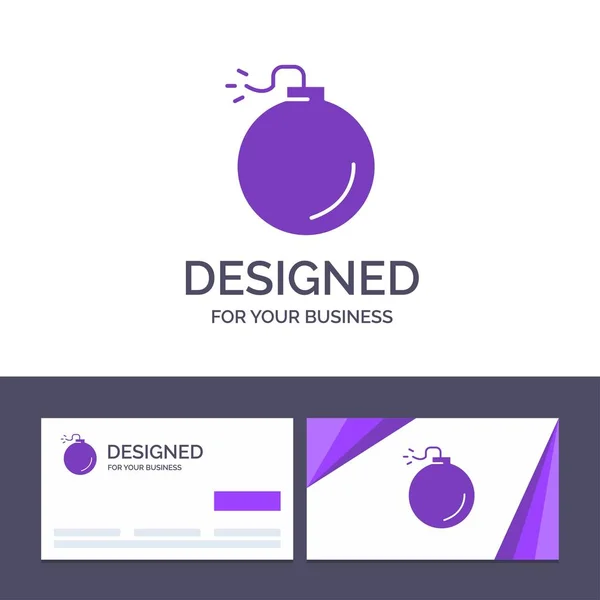 Creative Business Card and Logo template Bomb, Explosive, Explos — Stock Vector