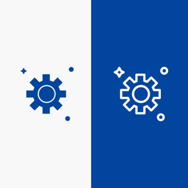 Dişli, Ayar, Dişli Hattı ve Glyph Solid simgesi Mavi afiş Hattı a