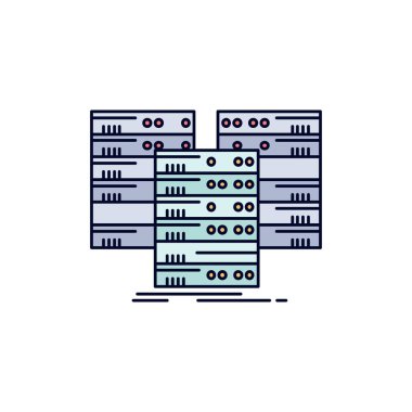 Merkez, merkez, veri, veritabanı, sunucu Düz Renk Simgesi Vektör