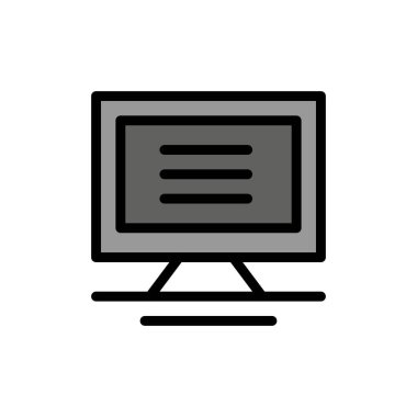 Monitör, Bilgisayar, Donanım Düz Renk Simgesi. Vektör simgesi afiş