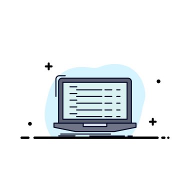 Api, uygulama, kodlama, geliştirici, dizüstü Bilgisayar Düz Renk Simge Vektör