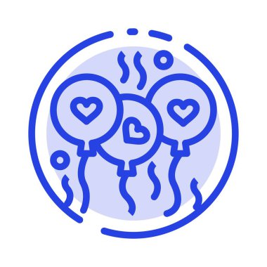 Balon, Aşk, Kalp, Düğün Mavi Noktalı Çizgi Simgesi