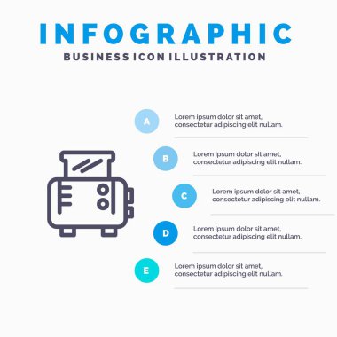 Tost, Tost Makinesi, Tost Makinesi Mavi Infographics Şablon 5 Adımlar