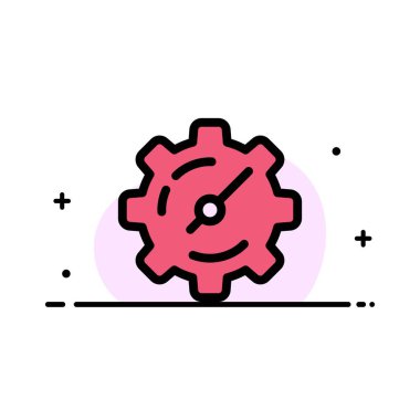 Dişli, Ayar, Zamanlayıcı İş Düz Hat Dolgulu Simge Vektör Bann