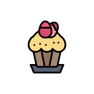 Yumurta, Kek, Fincan, Gıda, Paskalya Yassı Renk Simgesi. Vektör simgesi banne