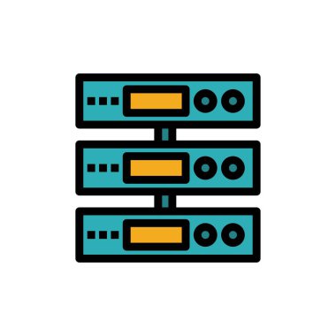 sunucu, veri, depolama, bulut, dosyalar düz renk simgesi. Vektör ico