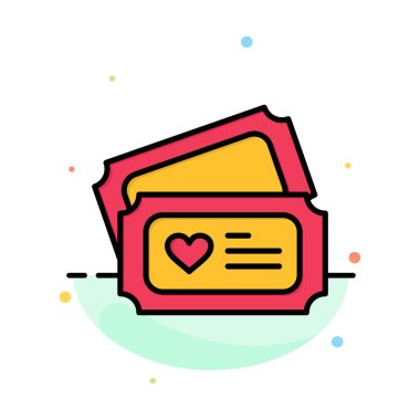 Bilet, Aşk, Kalp, Düğün Soyut Düz Renk Simgesi Şablon