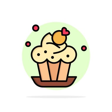 Fırın, pasta, fincan, tatlı soyut daire arka plan düz renk