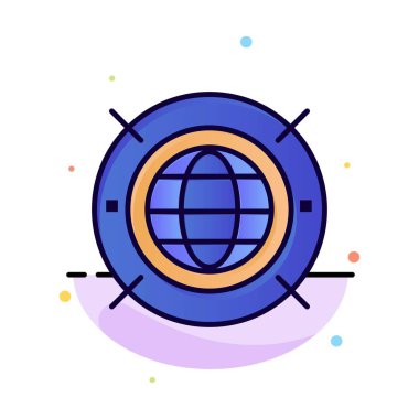 İnternet, Web, Dünya, Bilgisayar Soyut Düz Renk Simge Templat