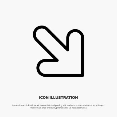 Ok, Aşağı, Sağ Çizgi Simge Vektörü