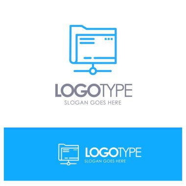 Klasör, Veri, Sunucu, Depolama Mavi Logo Hattı Stili