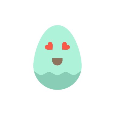 Yumurta, Mutlu, Paskalya Yassı Renk Simgesi. Vektör simgesi afiş Şablonu