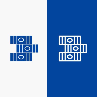 Kitaplar, Eğitim, Kütüphane Hattı ve Glyph Solid simgesi Mavi afiş 