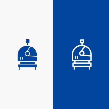 Astronot, Kask, Uzay Hattı ve Glyph Solid simgesi Mavi afiş