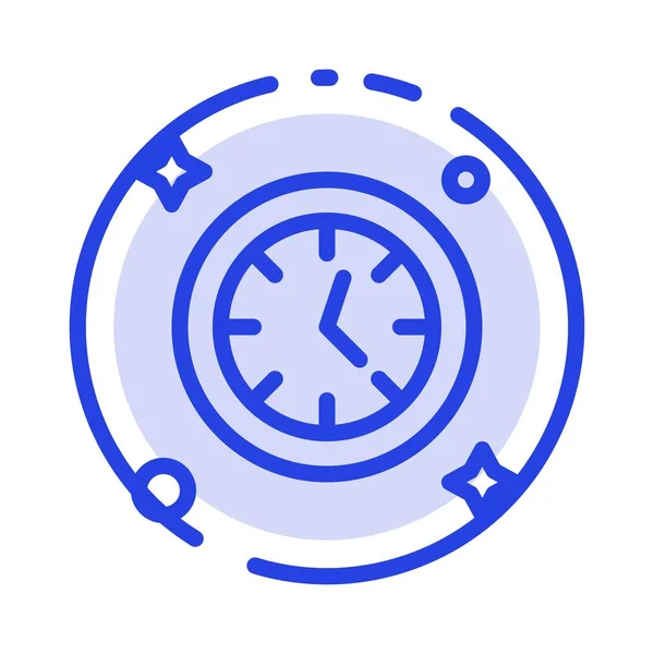 Ρολόι, ρολόι, ώρα μπλε εικονίδιο με διακεκομμένη γραμμή — Διανυσματικό Αρχείο