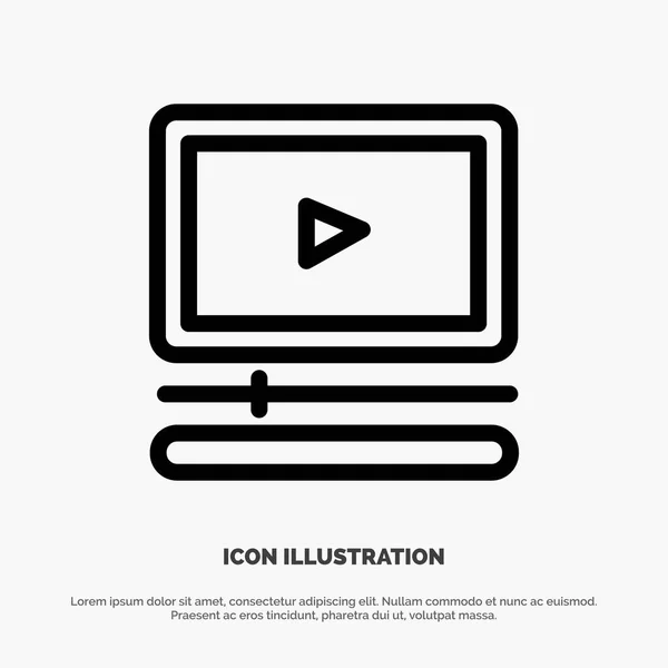 Vidéo, Lecteur, Audio, Mp3, Mp4 Line Icon Vector — Image vectorielle