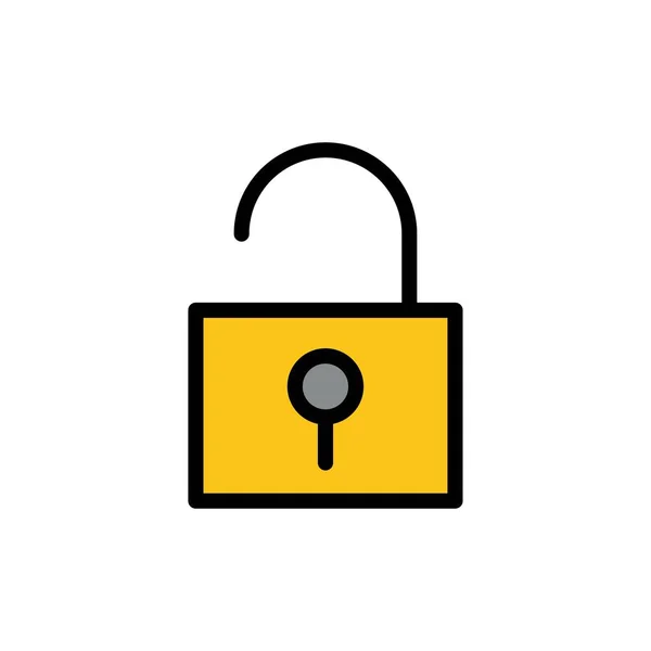 Lock, Unlocked, User Interface  Flat Color Icon. Vector icon ban — Stock Vector