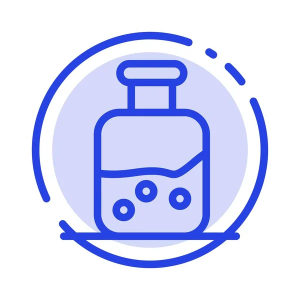 Laboratorium, test, nauka, butelka niebieska linia kropkowana ikona linii — Wektor stockowy