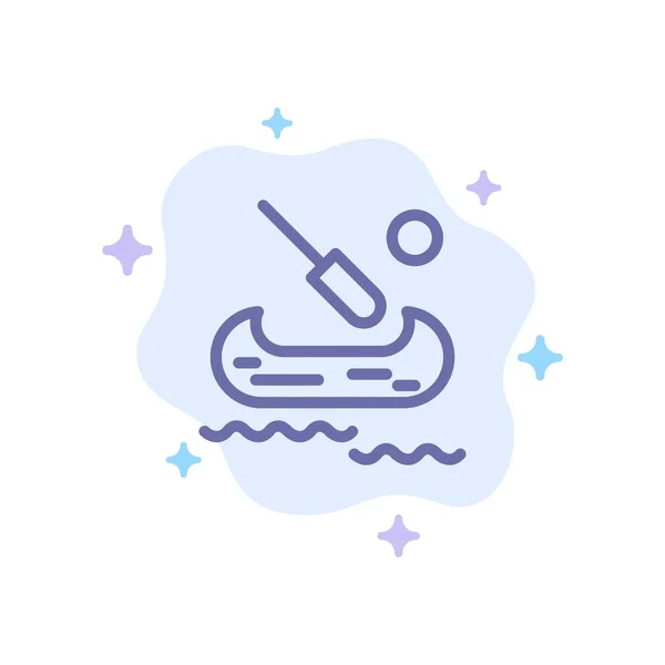 Båt, kajak, Kanada Blå ikon på abstrakt moln bakgrund — Stock vektor