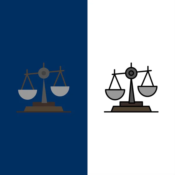 Ισορροπία, δικαστήριο, δικαστής, δικαιοσύνη, νόμος, νομική, κλίμακα, κλίμακες εικονίδια — Διανυσματικό Αρχείο