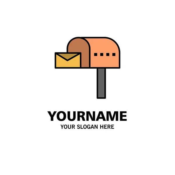 Letterbox, Email, Mailbox, Box Business Logo Template. Colo piatto — Vettoriale Stock