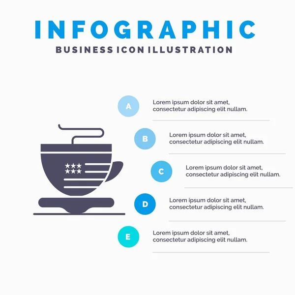 Tea, Cup, Coffee, Usa Solid Icon Infographics 5 Steps Presentati — Stock Vector
