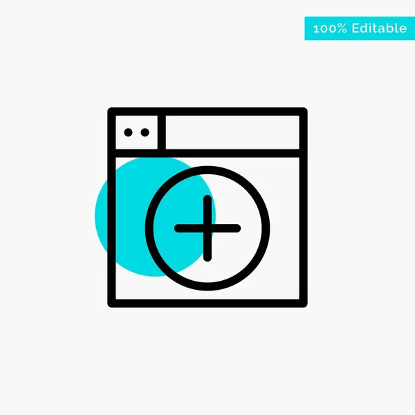 Toevoegen, venster, nieuw, graphics, app Turquoise cirkel punt markeren — Stockvector