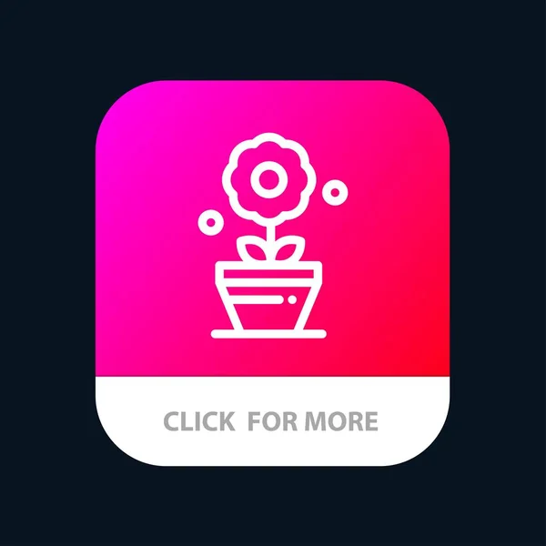 Plant, Growth, Flower Mobile App Button. Android og IOS linje Ve – stockvektor