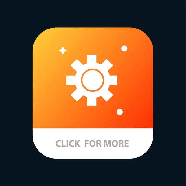 Bieg, ustawienie, Cogs przycisk aplikacji mobilnej. Android i iOS Glyph Ver — Wektor stockowy