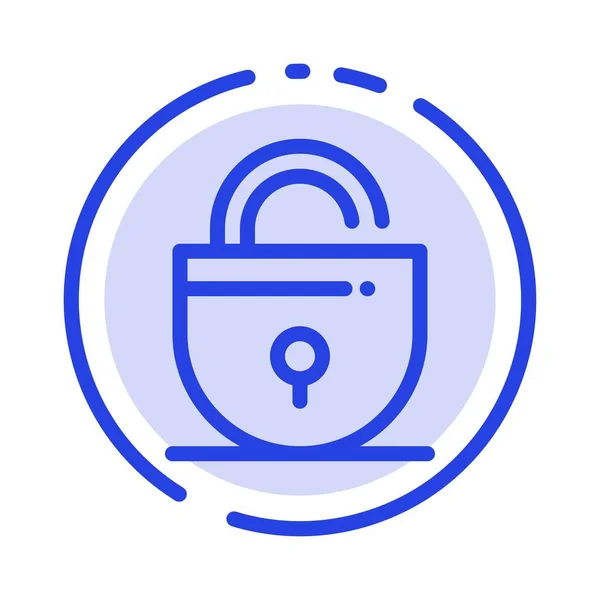 Lock, Locked, Security, Internet Blue Dotted Line Icon — стоковый вектор