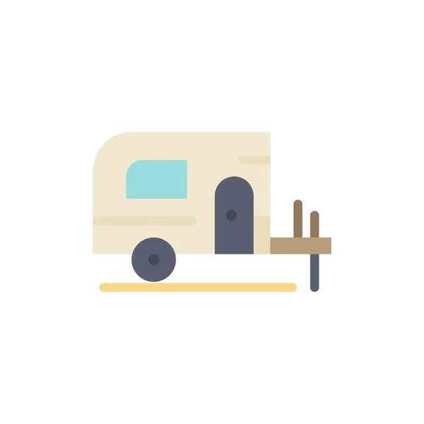 Car, Camp, Spring  Flat Color Icon. Vector icon banner Template — Stock Vector
