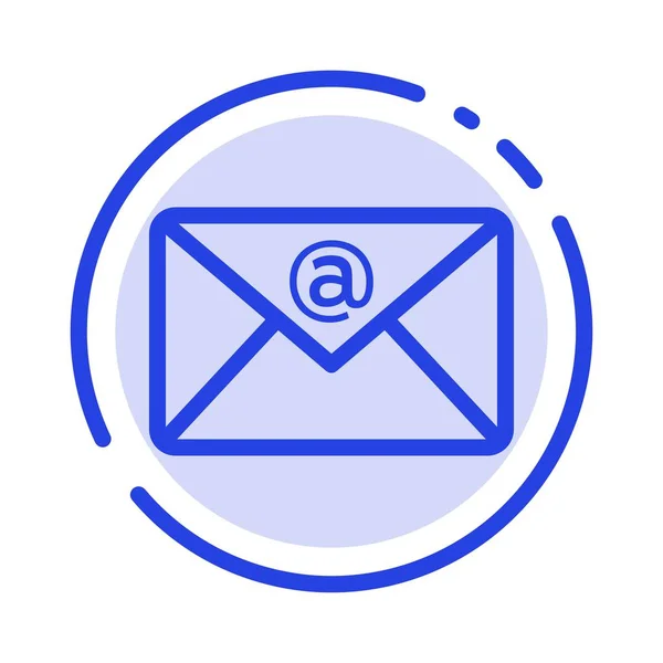 Μήνυμα ηλεκτρονικού ταχυδρομείου, Εισερχόμενα, mail μπλε εικονίδιο διακεκομμένη γραμμή — Διανυσματικό Αρχείο