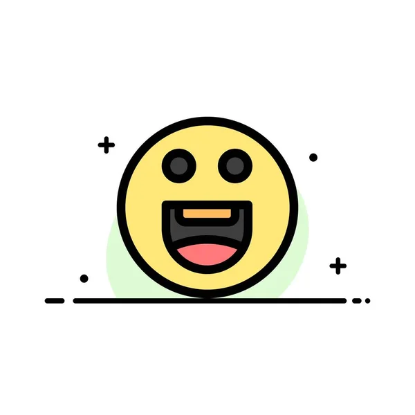 Emojis, Happy, Motivation Business Flat Line Vetor Ícone Preenchido — Vetor de Stock