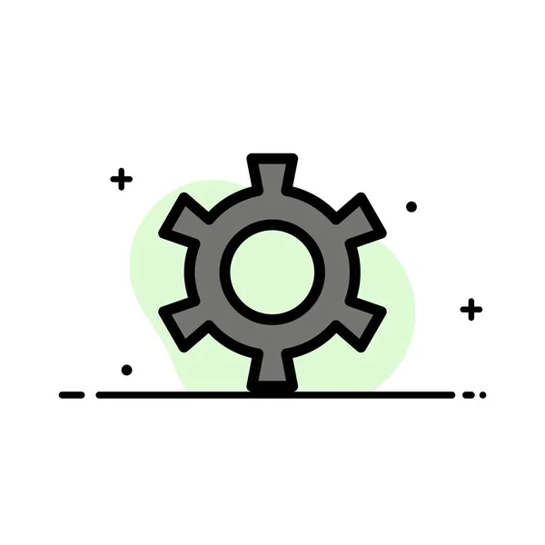 Cog, engranaje, configuración de negocio de línea plana llena icono Vector Banner — Archivo Imágenes Vectoriales
