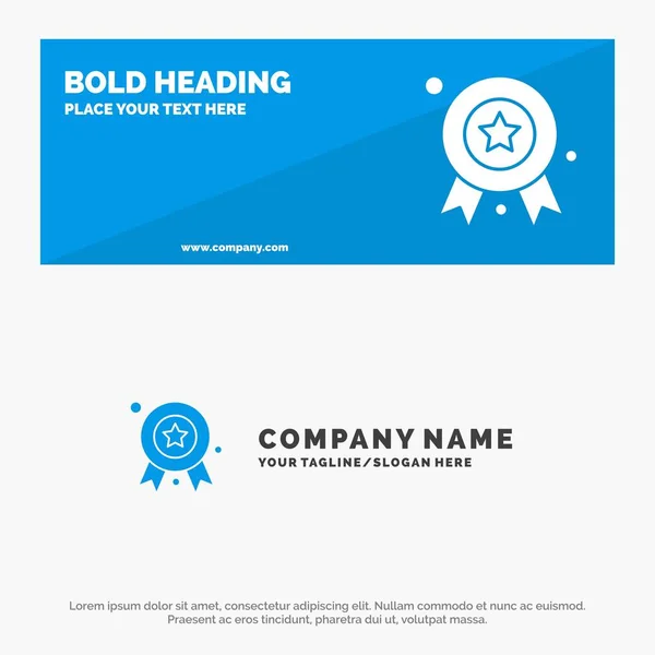 Auszeichnung, Award Badge, Award Ribbon, Badge Solid Icon Website Banne — Stockvektor