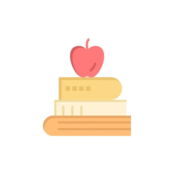 Boek, pen, voedsel, onderwijs platte kleur pictogram. Vector pictogram banner — Stockvector